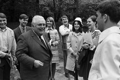 Herman Wells with students